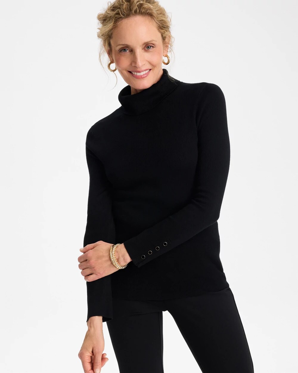 Ella Button Cuff Turtleneck Sweater | Chico's